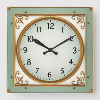 Art Deco Mint Square Wall Clock
