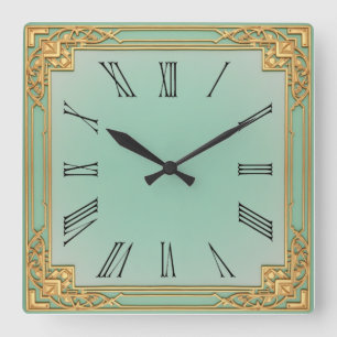 Art Deco Mint Square Wall Clock