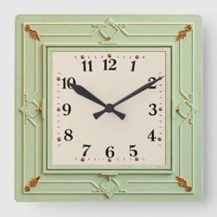 Art Deco Mint Square Wall Clock