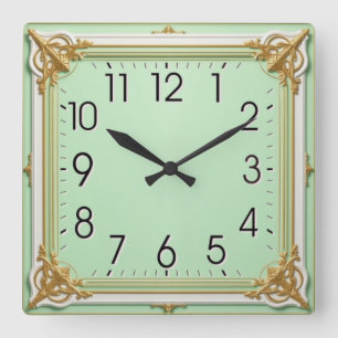 Art Deco Mint Square Wall Clock