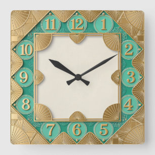 Art Deco Mint Square Wall Clock