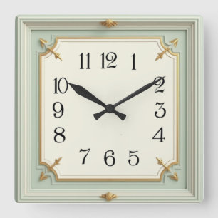 Art Deco Mint Square Wall Clock