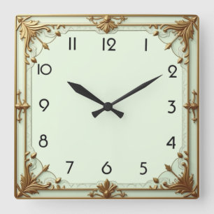 Art Deco Mint Square Wall Clock