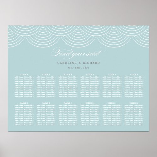 Art Deco Mint Wedding Seating Chart