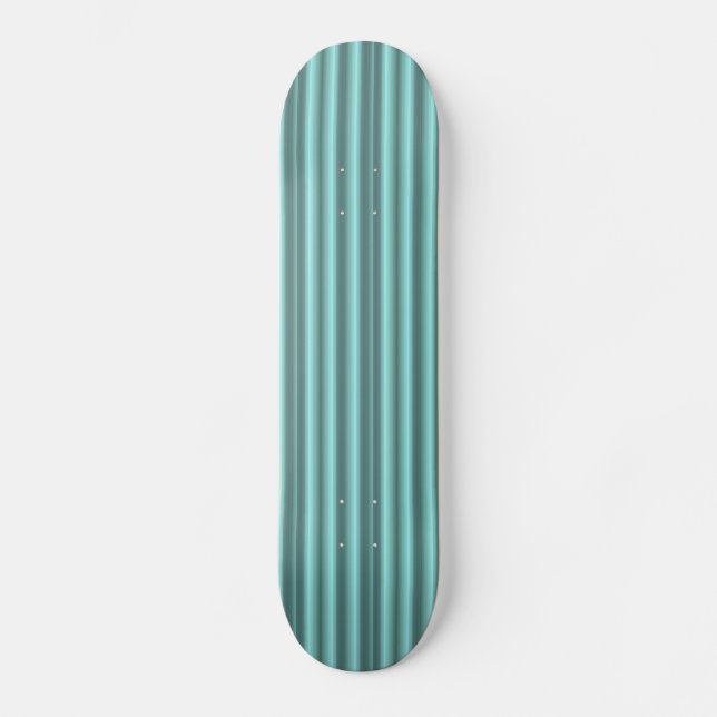 Art Deco mintgrüne Streifen Skateboard Deck (Front)