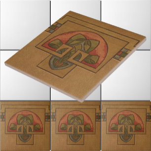 Art Deco, Mission or Craftsman Style Floral Frieze Ceramic Tile