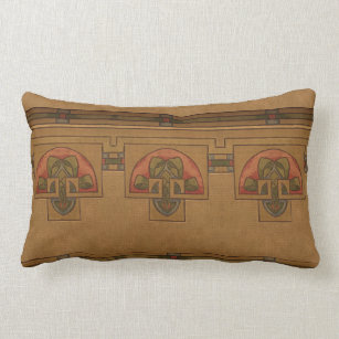 Art Deco, Mission or Craftsman Style Floral Frieze Lumbar Pillow