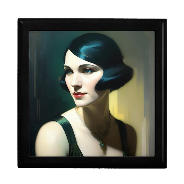 Art Deco Model Wooden Jewelry Keepsake Box (Front)