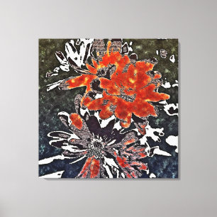 Art Deco Modern Flower Floral Red - Wrapped Canvas Print