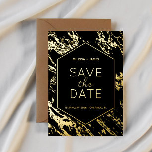 Art Deco Modern Hexagon Wedding Save the Date Foil Invitation