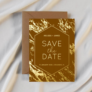 Art Deco Modern Hexagon Wedding Save the Date Foil Invitation