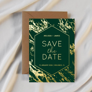 Art Deco Modern Hexagon Wedding Save the Date Foil Invitation