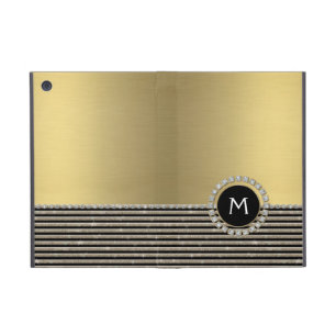 Art Deco Modern Horizontal Stripe Glitter Look Cover For iPad Mini