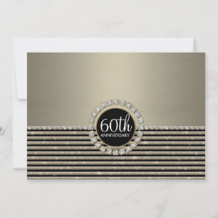 Art Deco Modern Horizontal Stripe Glitter Look Invitation
