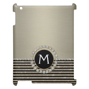 Art Deco Modern Horizontal Stripe Glitter Look iPad Case