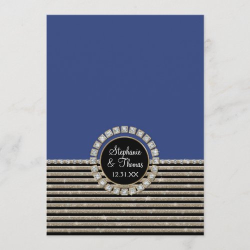 Art Deco Modern Horizontal Stripe Glitter Look Invite