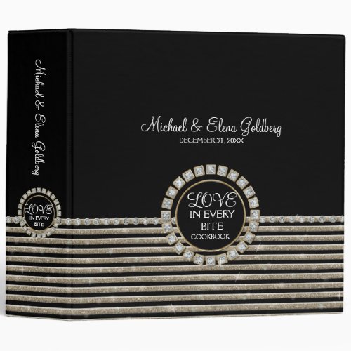 Art Deco Modern Horizontal Striped Wedding Set 3 Ring Binder