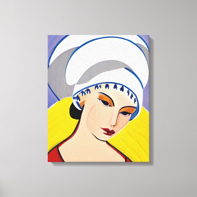 Art Deco Modern Lady in a Turban Canvas Print (Front)