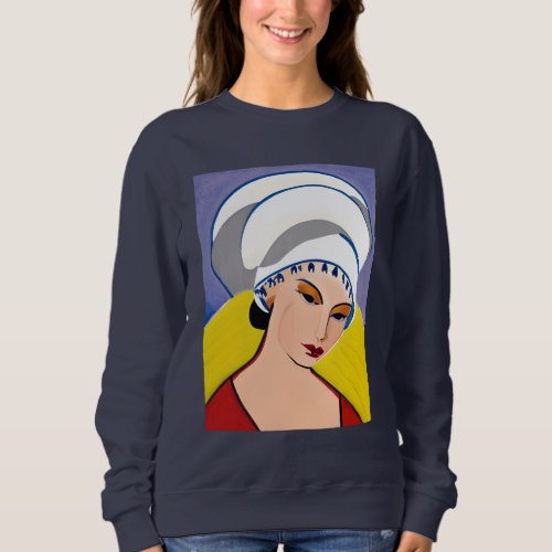 Art Deco Modern Lady in a Turban Sweatshirt
