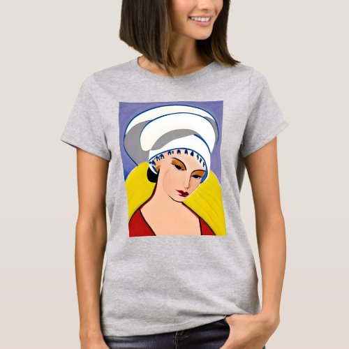 Art Deco Modern Lady in a Turban T_Shirt