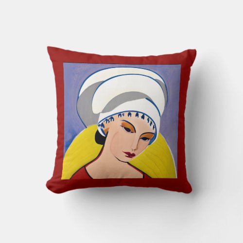 Art Deco Modern Lady in a Turban Throw Pillow