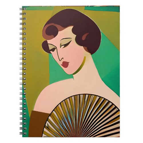 Art Deco Modern Lady with a Fan Notebook