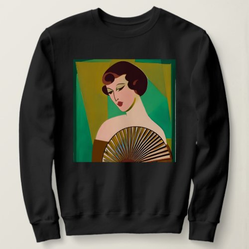 Art Deco Modern Lady with a Fan Sweatshirt