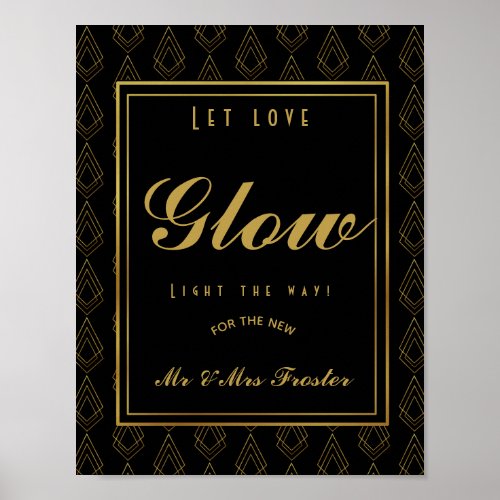 Art Deco Modern style Let love glow wedding party Poster