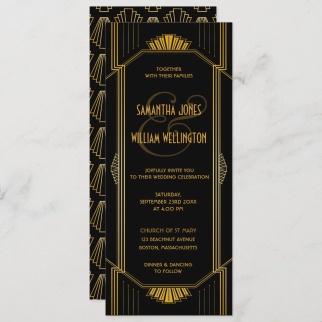 Art Deco Modern Wedding Invitation (Front/Back)