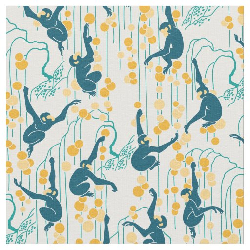 Art Deco Monkeys (autumn) Fabric