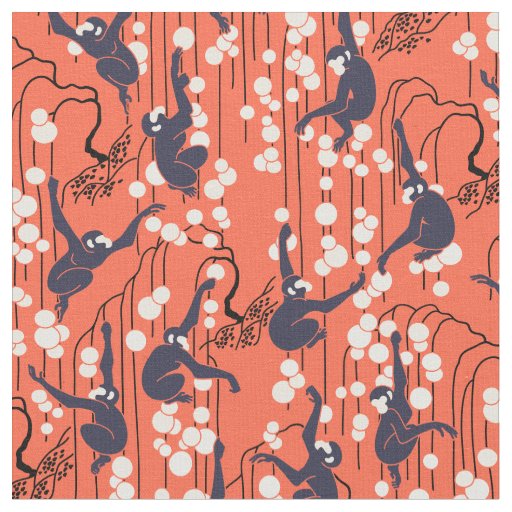 Art Deco Monkeys (original colors) Fabric