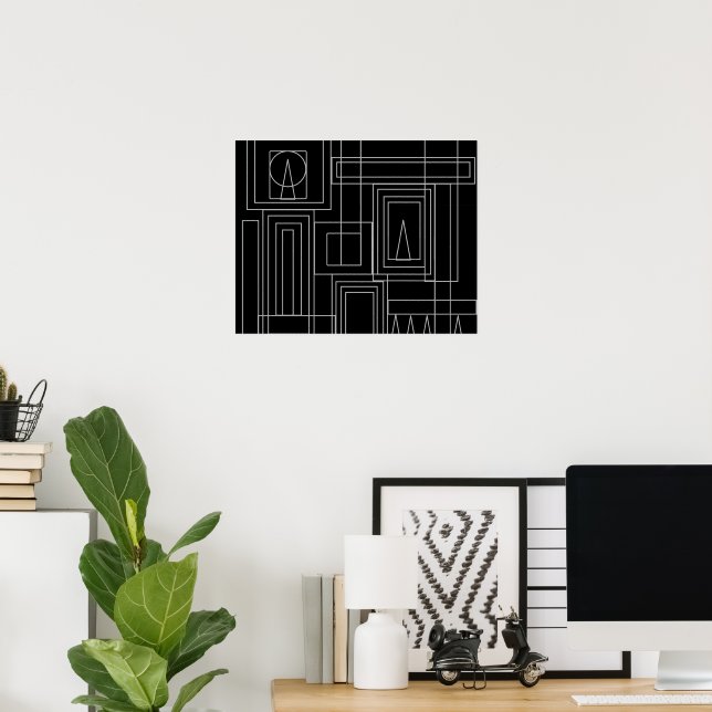 Art Deco Monochrome Print Poster (Home Office)