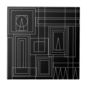 Art Deco Monochrome Tile Coasters