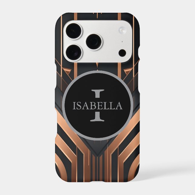 Art Deco Monogram Circle Name Design Iphone Case (Back)