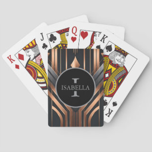 Art Deco Monogram Circle Name Design Poker Cards