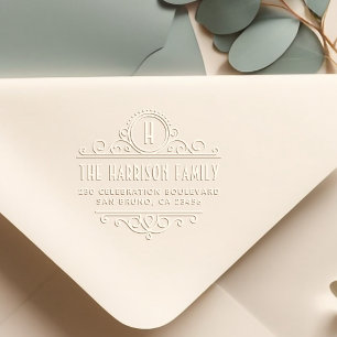 Art Deco Monogram   Custom Name & Return Address Embosser