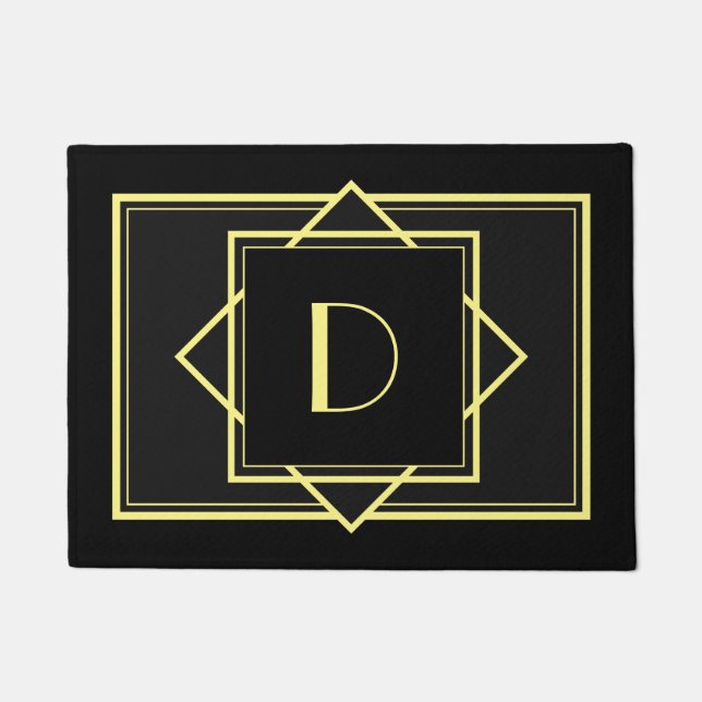Art Deco Monogram Doormat - Gold (Front)