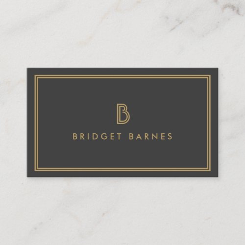 ART DECO MONOGRAM INITIAL LOGO in GOLD and GRAY Business Card Templates