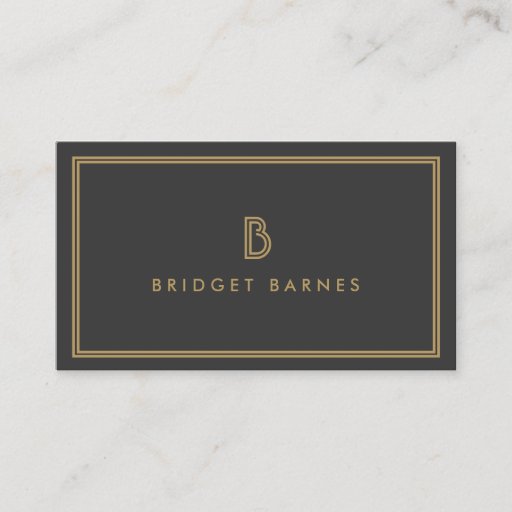 Customizable ART DECO MONOGRAM INITIAL LOGO in GOLD and GRAY Business Card Templates