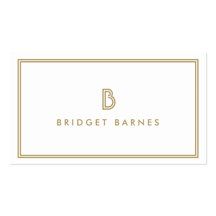 ART DECO MONOGRAM INITIAL LOGO in GOLD and WHITE Business Card Templates