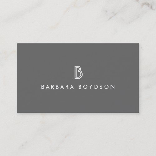 ART DECO MONOGRAM INITIAL LOGO in GRAY and WHITE Business Cards