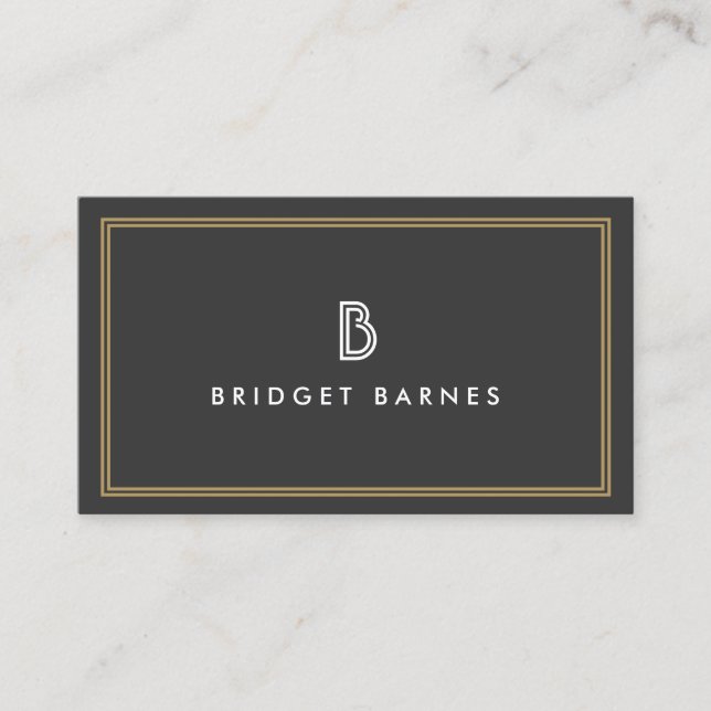 ART DECO MONOGRAM INITIAL LOGO in WHITE and GRAY Business Card (Front)