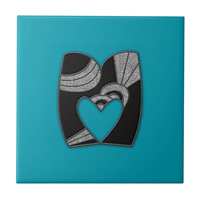 art deco monogram - M Ceramic Tile (Front)
