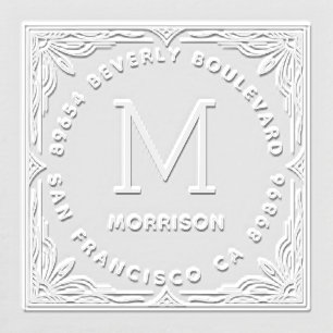 Art Deco Monogram Name & Return Address Embosser