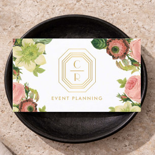 Art Deco Monogram Wedding Planner Floral Business Card