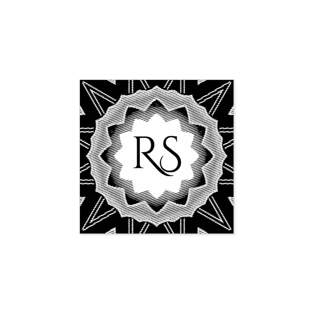 Art Deco Monogram Wood Art Stamp (Imprint)