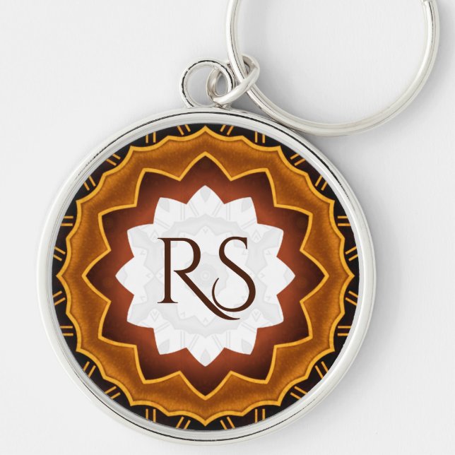 Art Deco Monogrammed Button Keychain (Front)