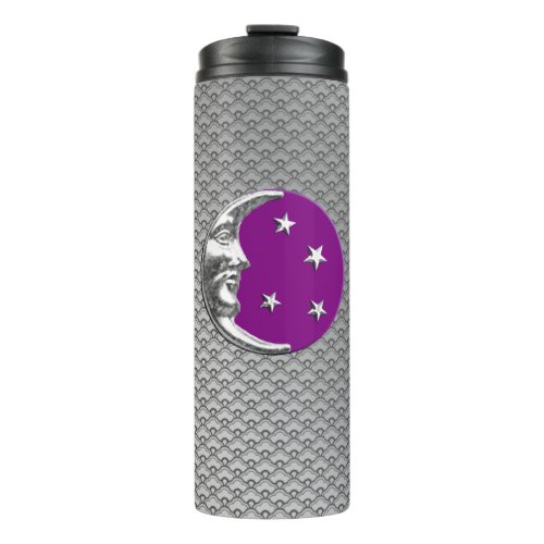 Art Deco Moon and Stars Turquoise  Silver Thermal Tumbler