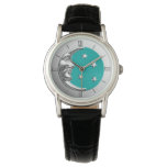 Art Deco Moon and Stars - Turquoise &amp; Silver Watch