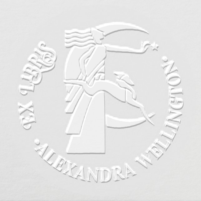 Art Deco Moon Goddess Dog Star Ex Libris Book Name Embosser (Design)